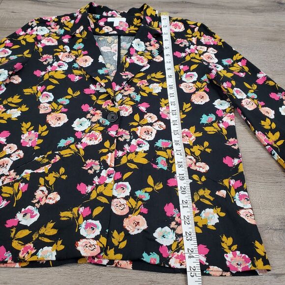 Abound Linen Blend Floral Blazer Jacket Ruffle Whimsigoth Cottagecore Fairy - Picture 8 of 11